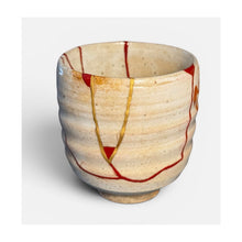 Load image into Gallery viewer, KHODYACHIKH TATIANA, Decorated ceramic cup and kintsugi repair (red urushi lacquer and gold), produced circa 1925-1945.