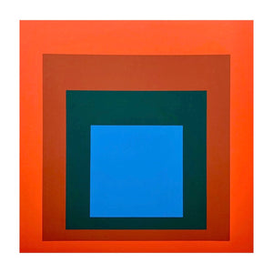 ALBERS JOSEF, Study to Homage to the Square n.3, blue + darkgreen with two reds, 1977