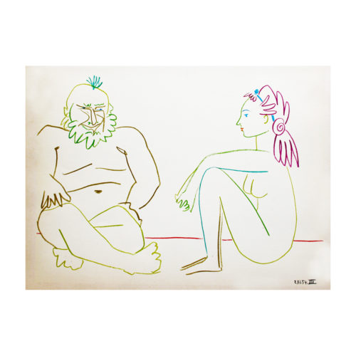 PICASSO PABLO , Homme barbu et modèle, 1954