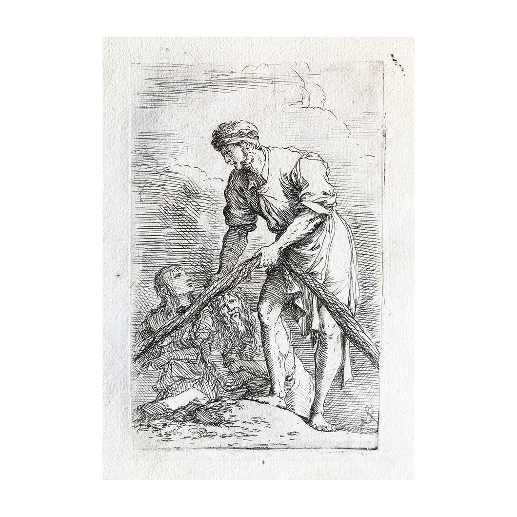 ROSA SALVATOR, Uomo con rete e due compagni, 1656-57